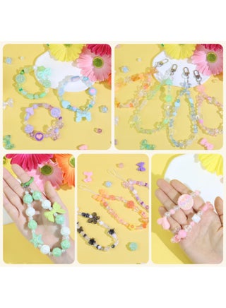 Acrylic Beads Set for Kids Ages 6+, Approx. 180–240PCS 160g, Pink, Violet & Rose Kawaii Beads for Bracelets, Necklaces, Keychains, DIY Jewelry Making & Arts & Crafts - view 5